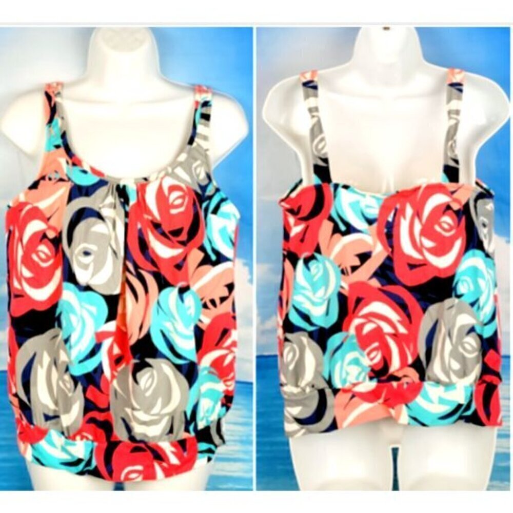 Multi-Color Floral TANKINI Top Swim Bathing Suit Underwire size 12